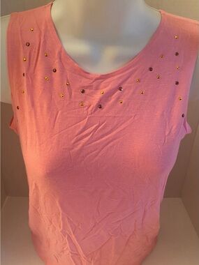 Random Hearts NWT Pink Studded Cami Tank Top Youth L Fits Womens XS Baby Tee